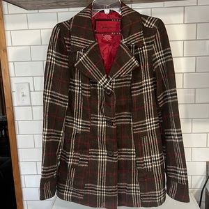 Joujou Ladies/Teen Size Medium Brown Plaid Lined Jacket Coat - NICE
